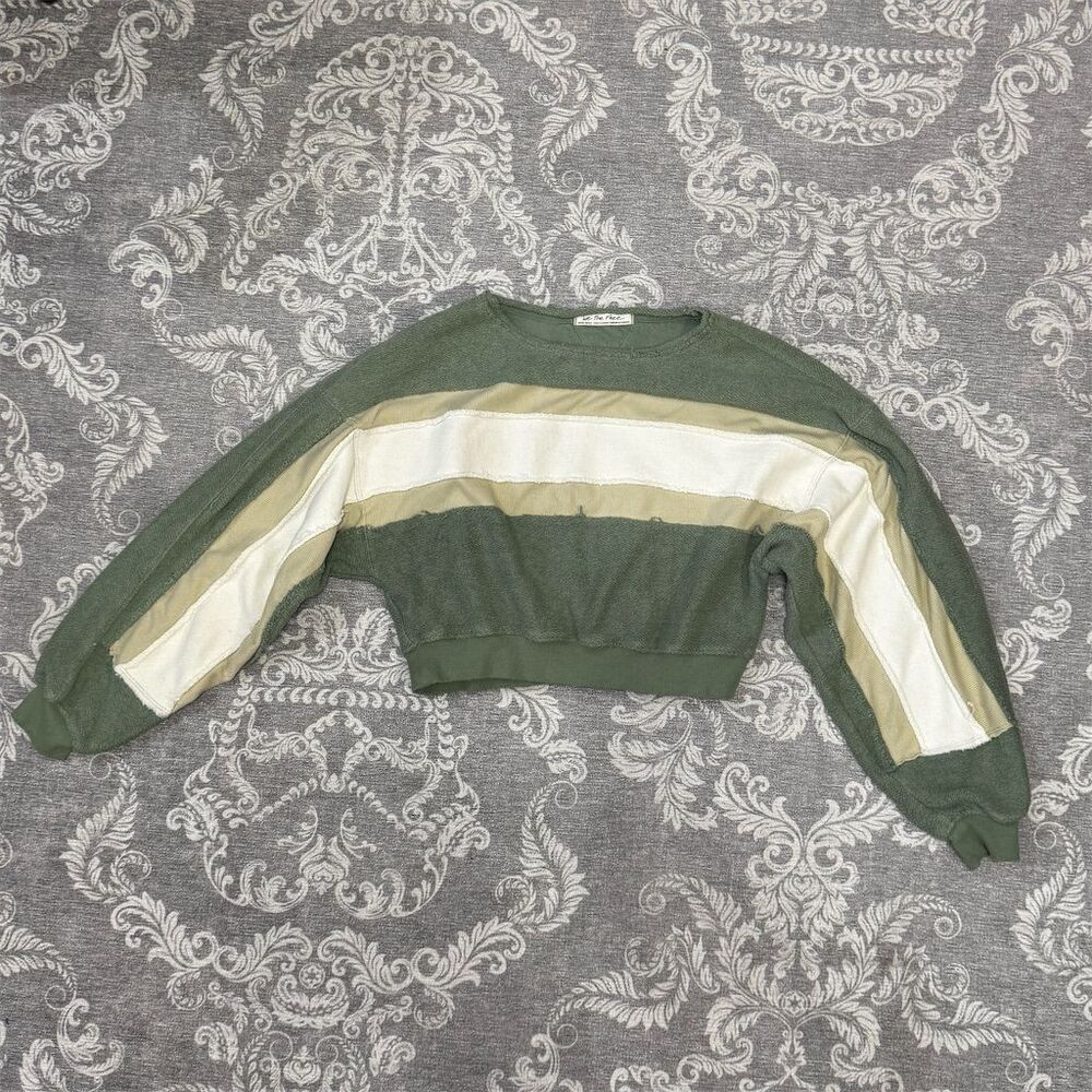 We the Free Women's XS Striped Pullover Sweater Green